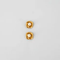 Boucles d'oreilles vintage, or jaune et perles