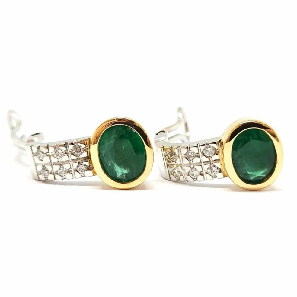 Boucles d'oreilles vintage émeraudes & diamants