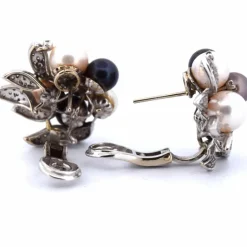 BOUCLES D'OREILLES VINTAGE en or blanc avec perles