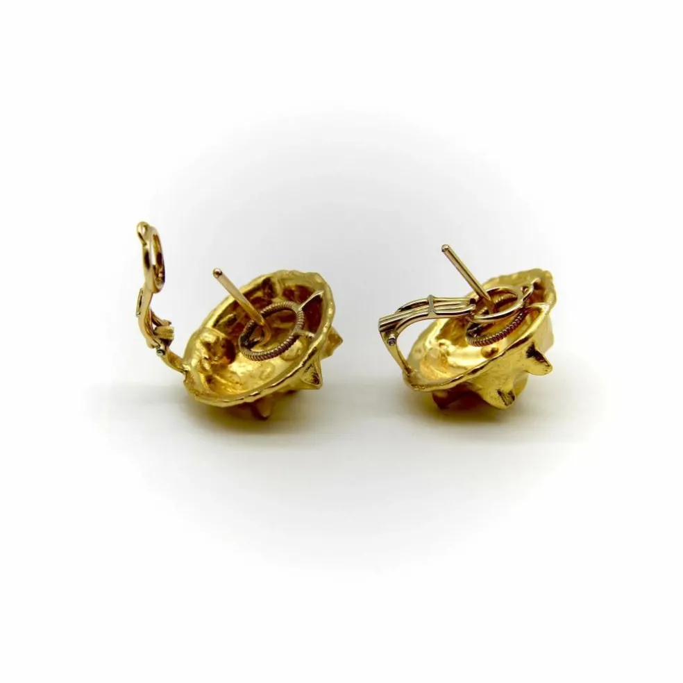 Boucles d'oreilles vintage modernes en or 22 carats Jean Mahie