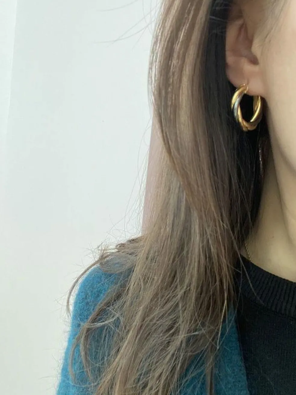 Boucles d'oreilles vintage créoles torsadées en or jaune