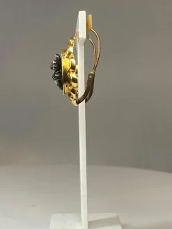 Boucles d’oreilles/broche email, diamants