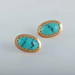 Boucles d'oreillles Turquoises ovales