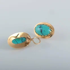 Boucles d'oreillles Turquoises ovales