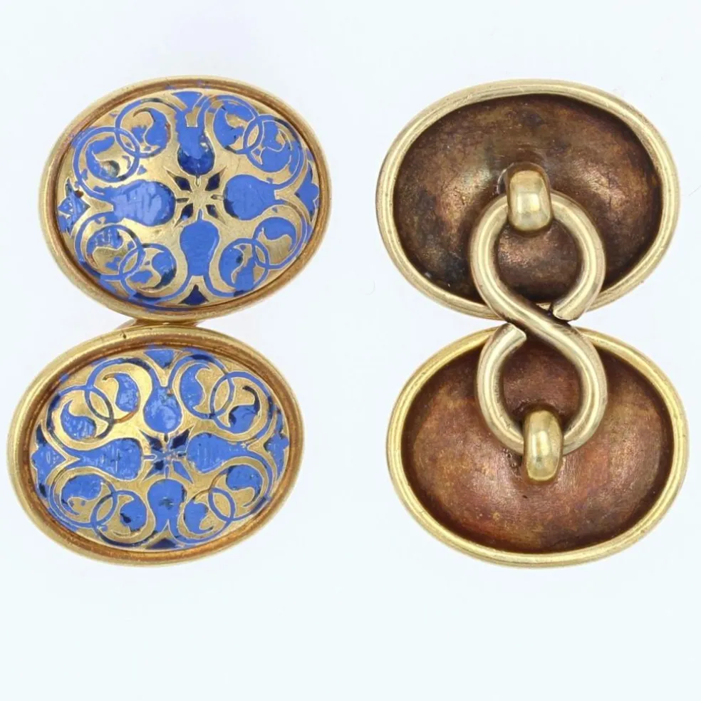 Boutons de manchette anciens or et émail
