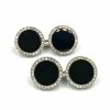 Boutons de manchette Art Déco, or blanc, onyx et diamants.