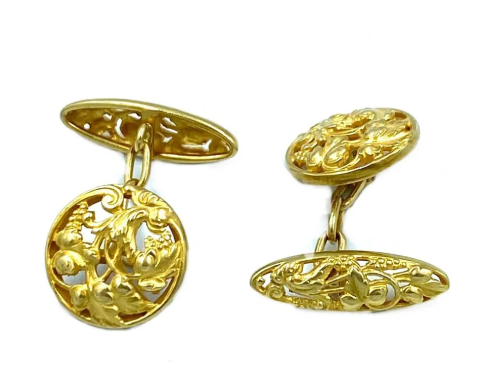 Boutons de manchette Art Nouveau or jaune