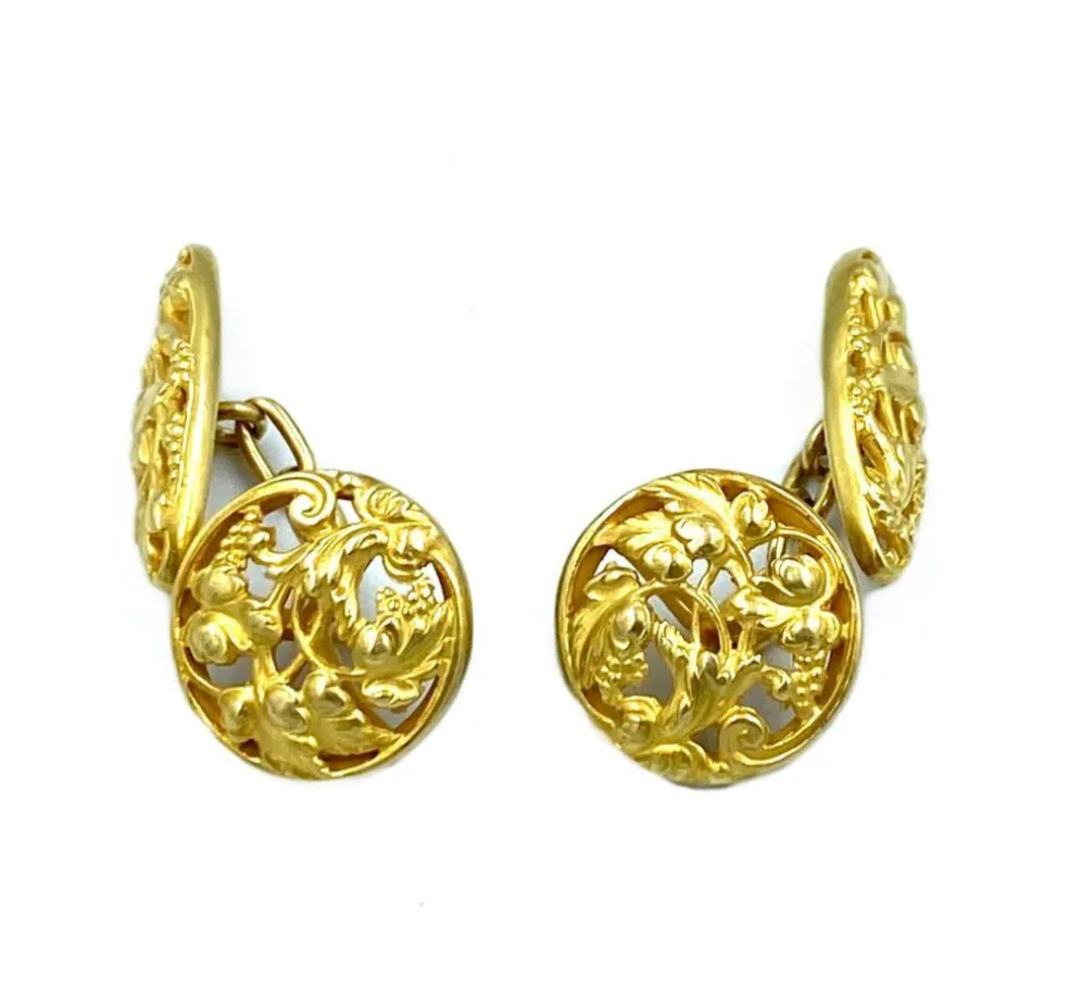 Boutons de manchette Art Nouveau or jaune