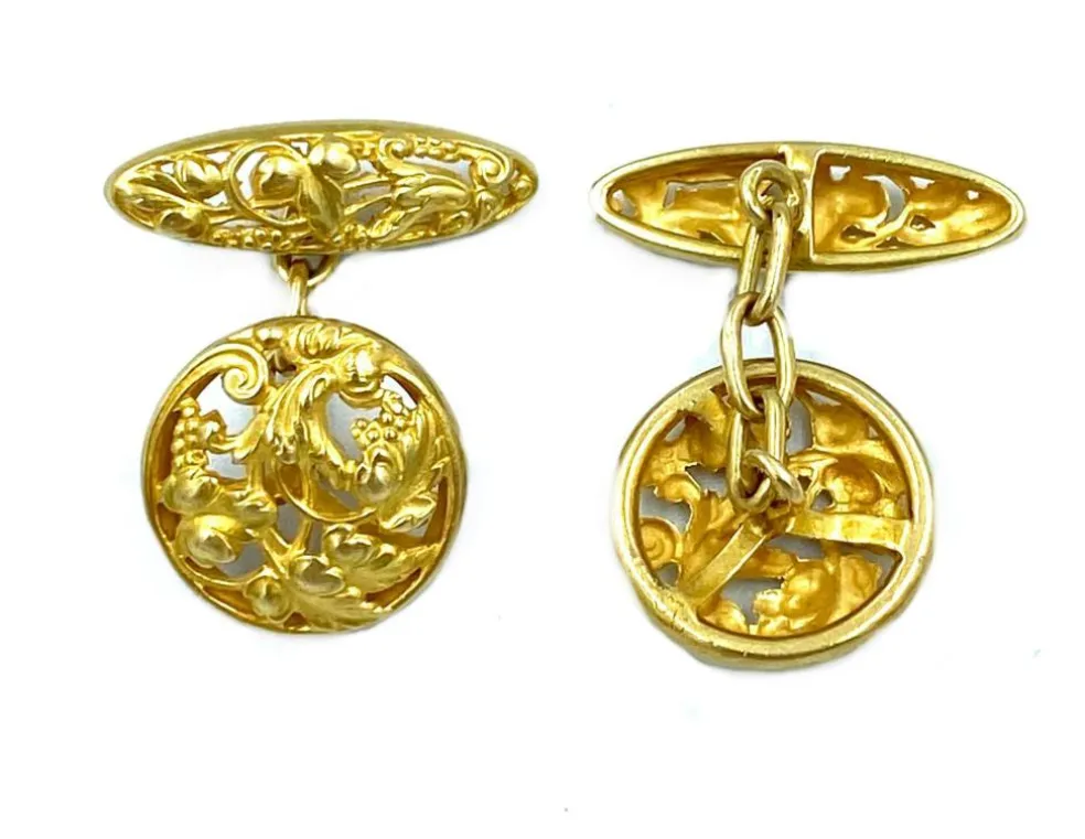 Boutons de manchette Art Nouveau or jaune