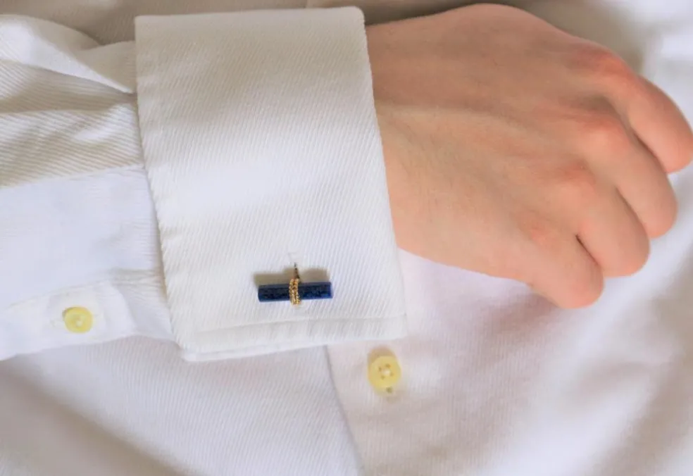 Boutons de manchette bâtonnets onyx et lapis