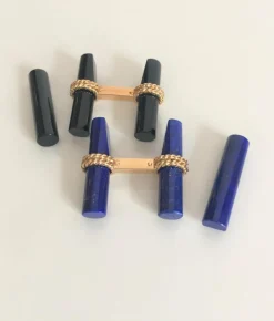 Boutons de manchette bâtonnets onyx et lapis