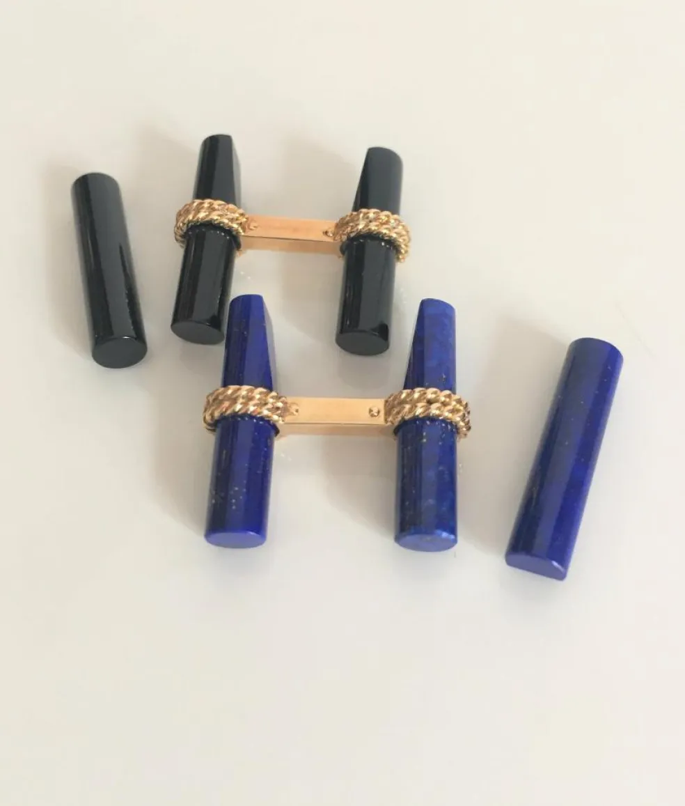 Boutons de manchette bâtonnets onyx et lapis