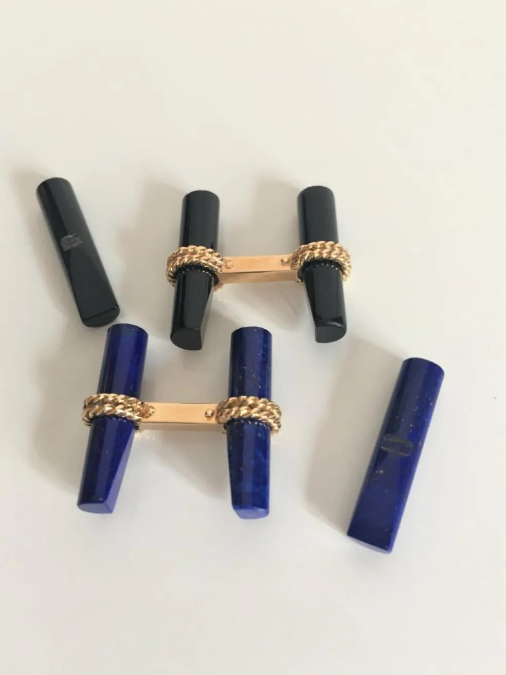 Boutons de manchette bâtonnets onyx et lapis