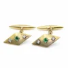Boutons de manchette diamants, émeraudes