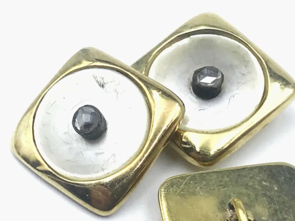 Boutons de manchette diamants en nacre