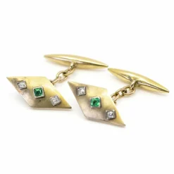 Boutons de manchette diamants, émeraudes