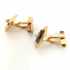 Boutons de manchette Echecs onyx perles