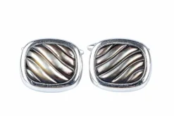Boutons de manchette or blanc nacre