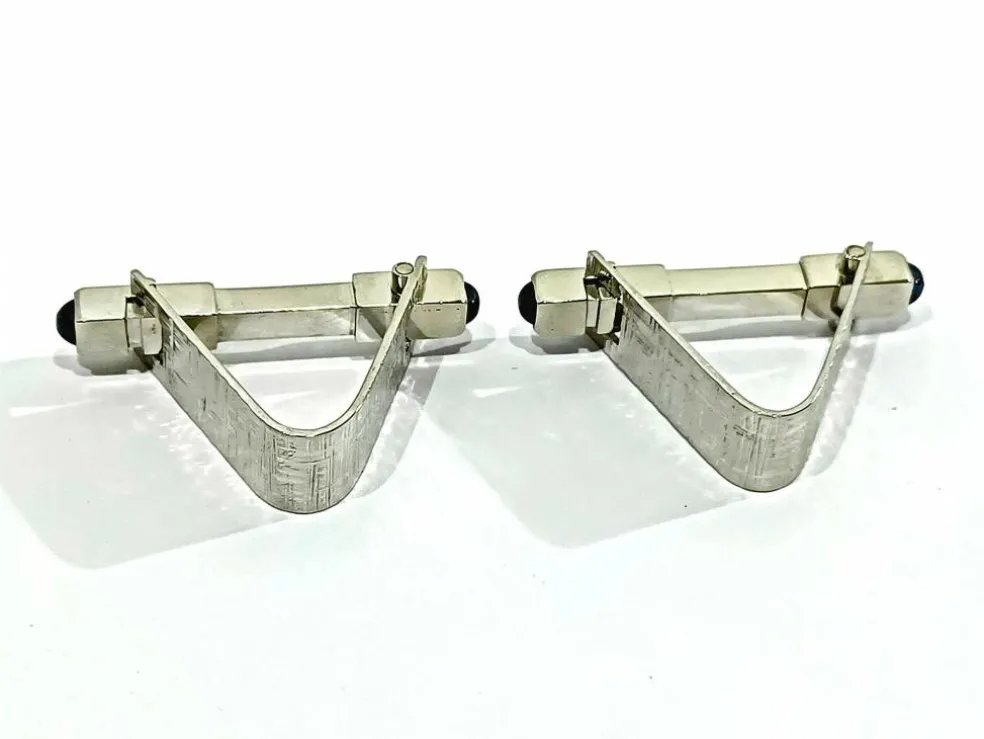 Boutons De Manchette Or Blanc Saphirs