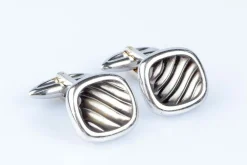 Boutons de manchette or blanc nacre