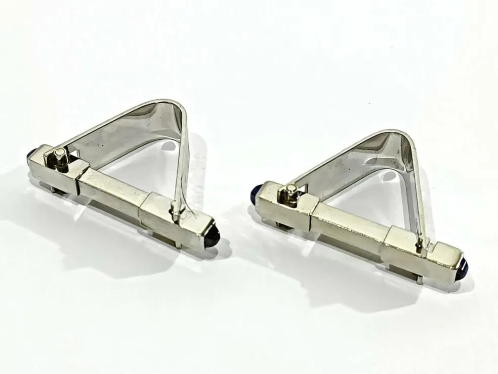 Boutons De Manchette Or Blanc Saphirs