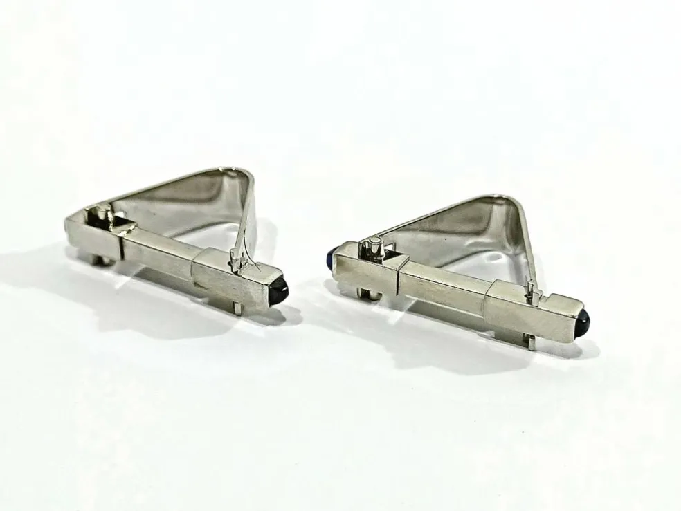 Boutons De Manchette Or Blanc Saphirs