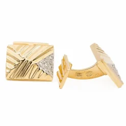 Boutons de manchette Or jaune Diamant