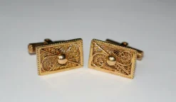 Boutons de manchette or jaune ajourés