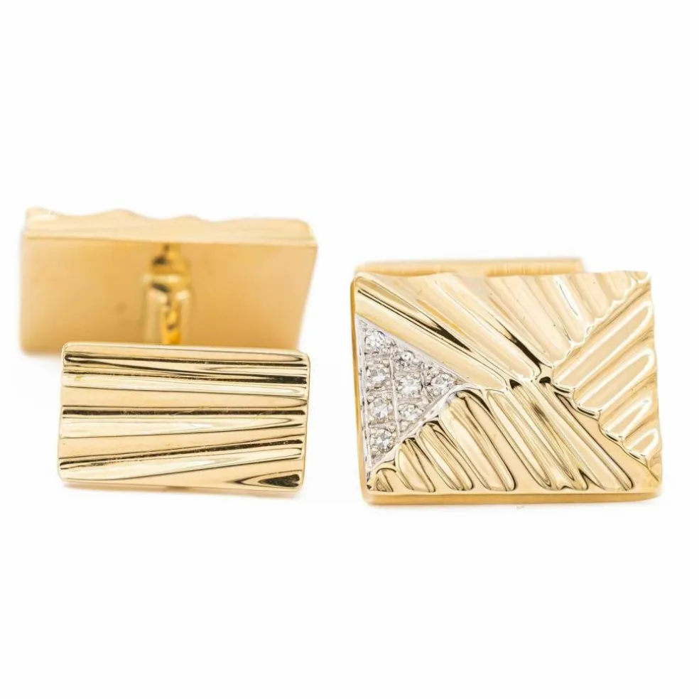 Boutons de manchette Or jaune Diamant