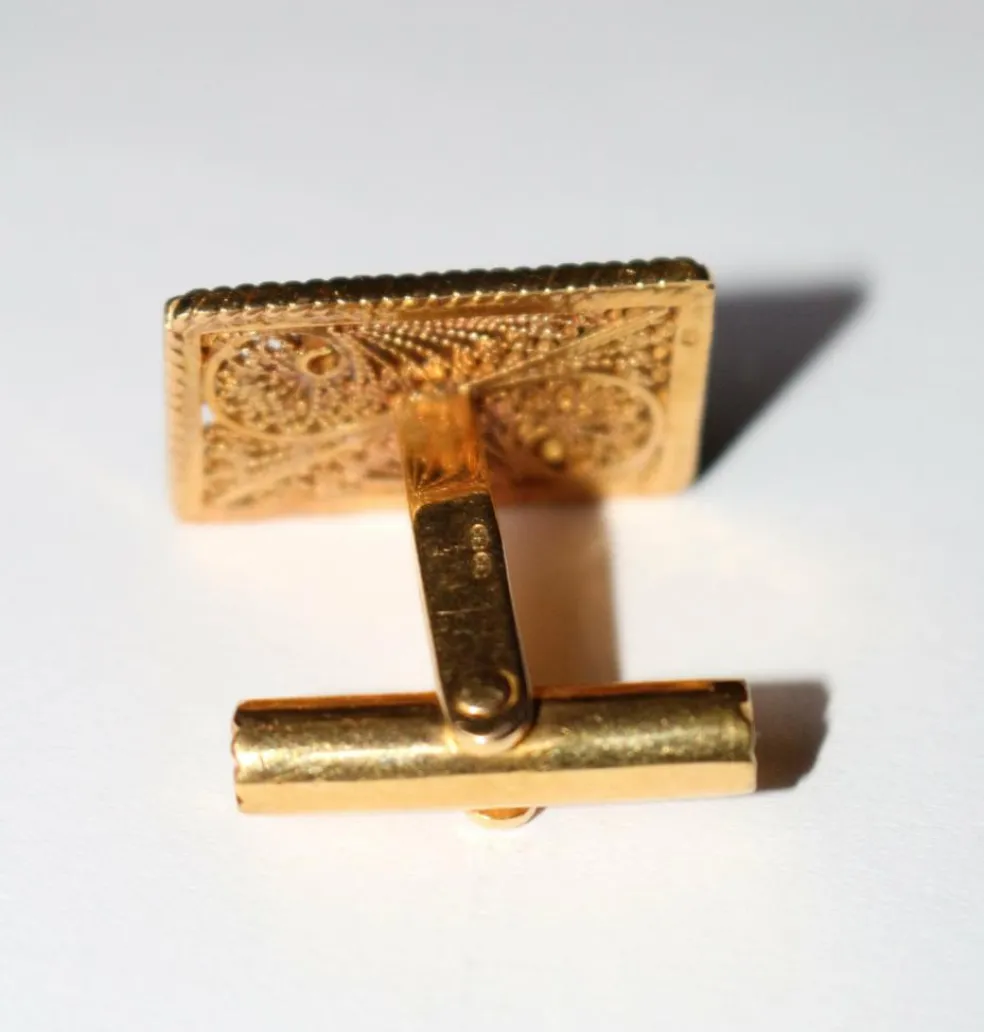 Boutons de manchette or jaune ajourés
