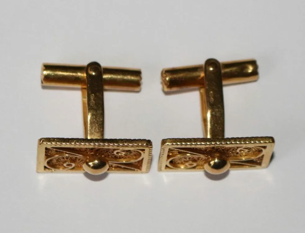 Boutons de manchette or jaune ajourés
