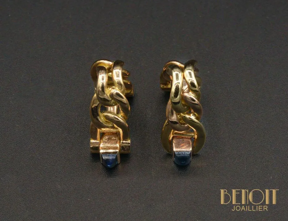 Boutons de Manchettes 2 Ors Saphirs