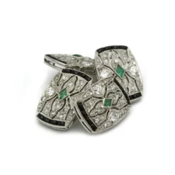 Boutons de Manchettes - Or, Platine, Diamants & Emeraudes