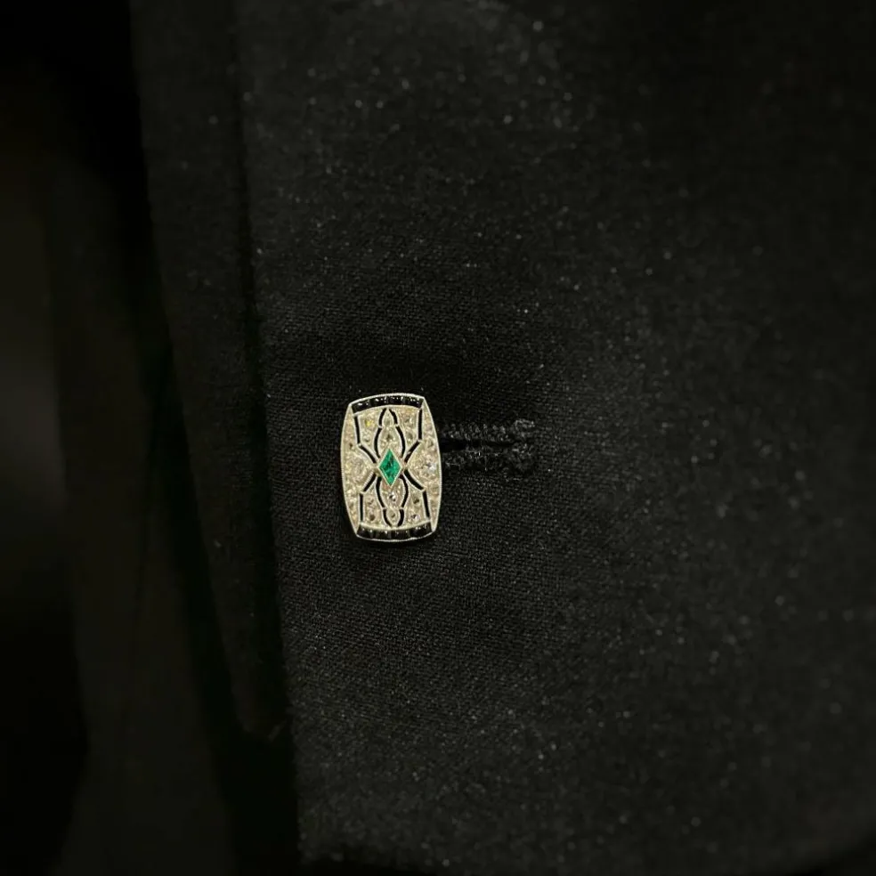 Boutons de Manchettes - Or, Platine, Diamants & Emeraudes