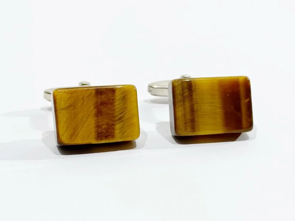 Boutons de manchettes Argent Œil de tigre