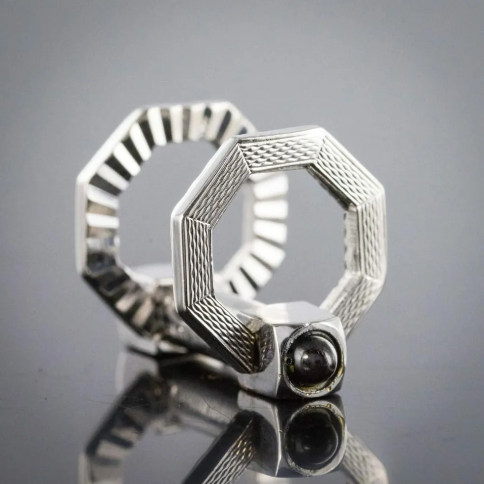 Boutons de manchettes Argent Art déco