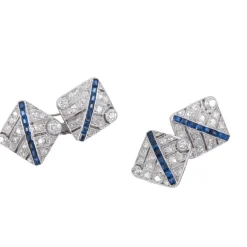 Boutons de manchettes diamants et Saphirs
