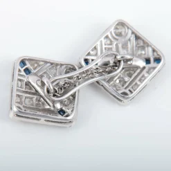 Boutons de manchettes diamants et Saphirs