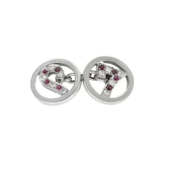 Boutons de manchettes en or gris et rubis
