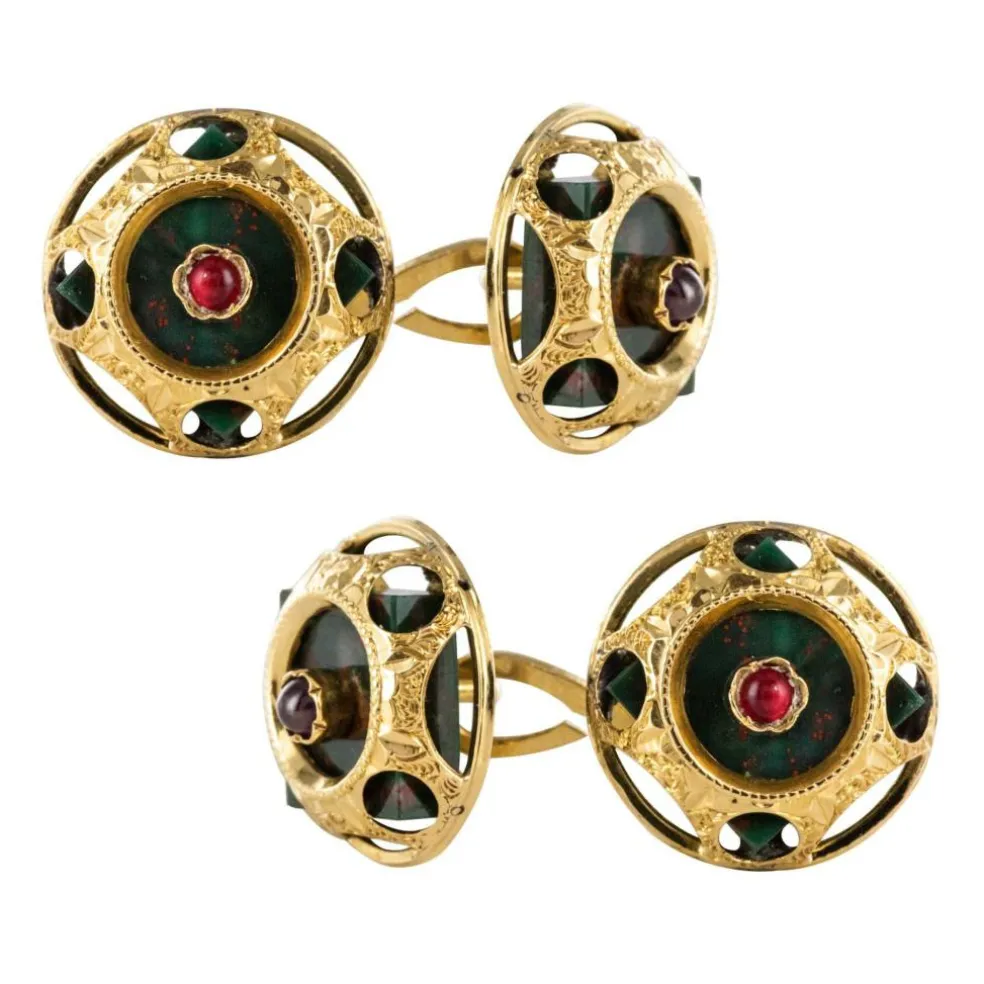 Boutons de manchettes Jaspes sanguins rubis