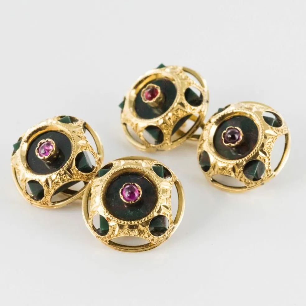 Boutons de manchettes Jaspes sanguins rubis