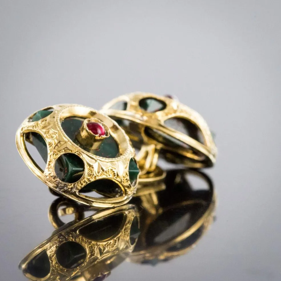 Boutons de manchettes Jaspes sanguins rubis