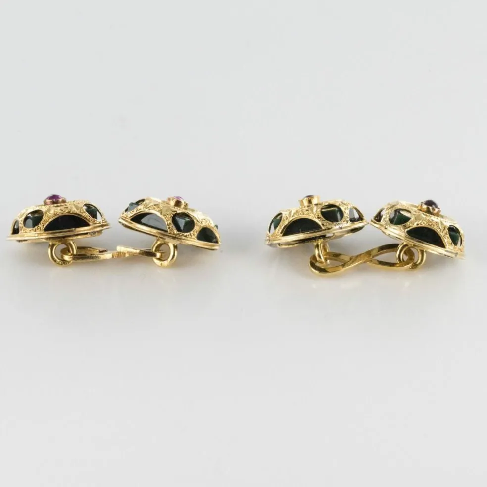 Boutons de manchettes Jaspes sanguins rubis