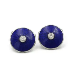 Boutons de manchettes or, émail et diamants