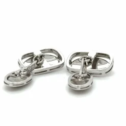 Boutons de Manchettes Or Blanc - Diamant