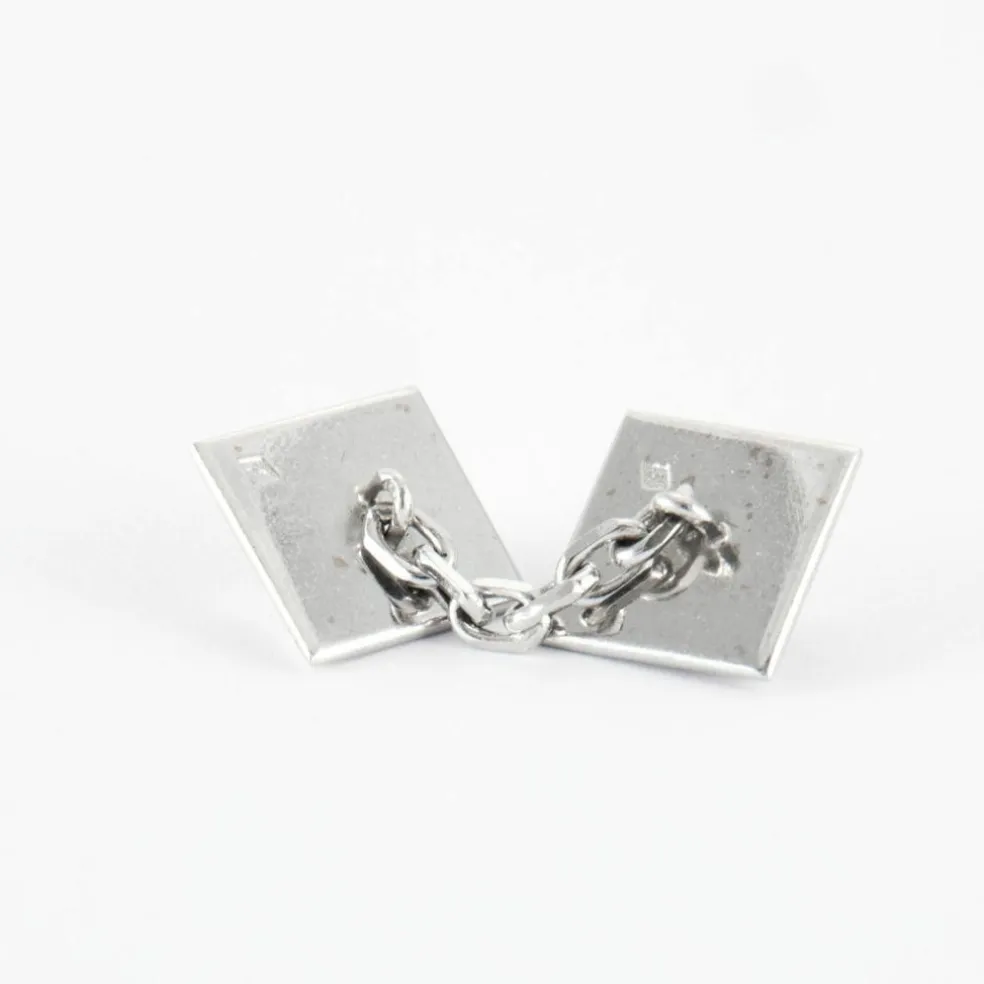 Boutons de manchettes or blanc et hématite