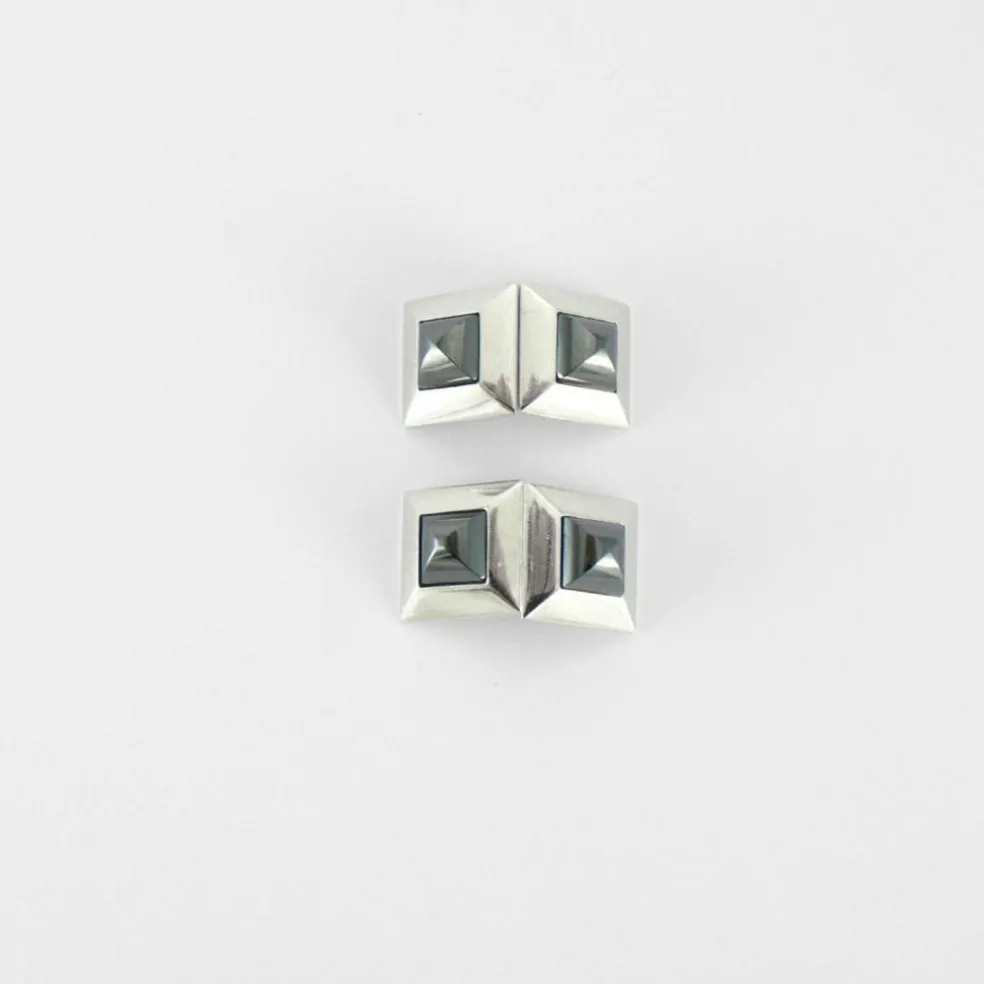 Boutons de manchettes or blanc et hématite