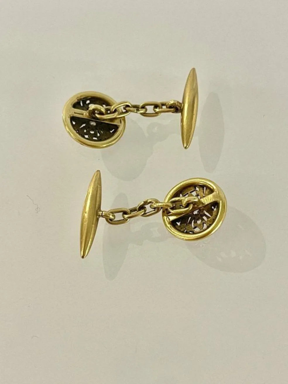 Boutons De Manchettes Or émail Diamants