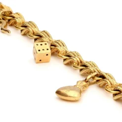 Bracelet à breloques en corde tressée en or jaune