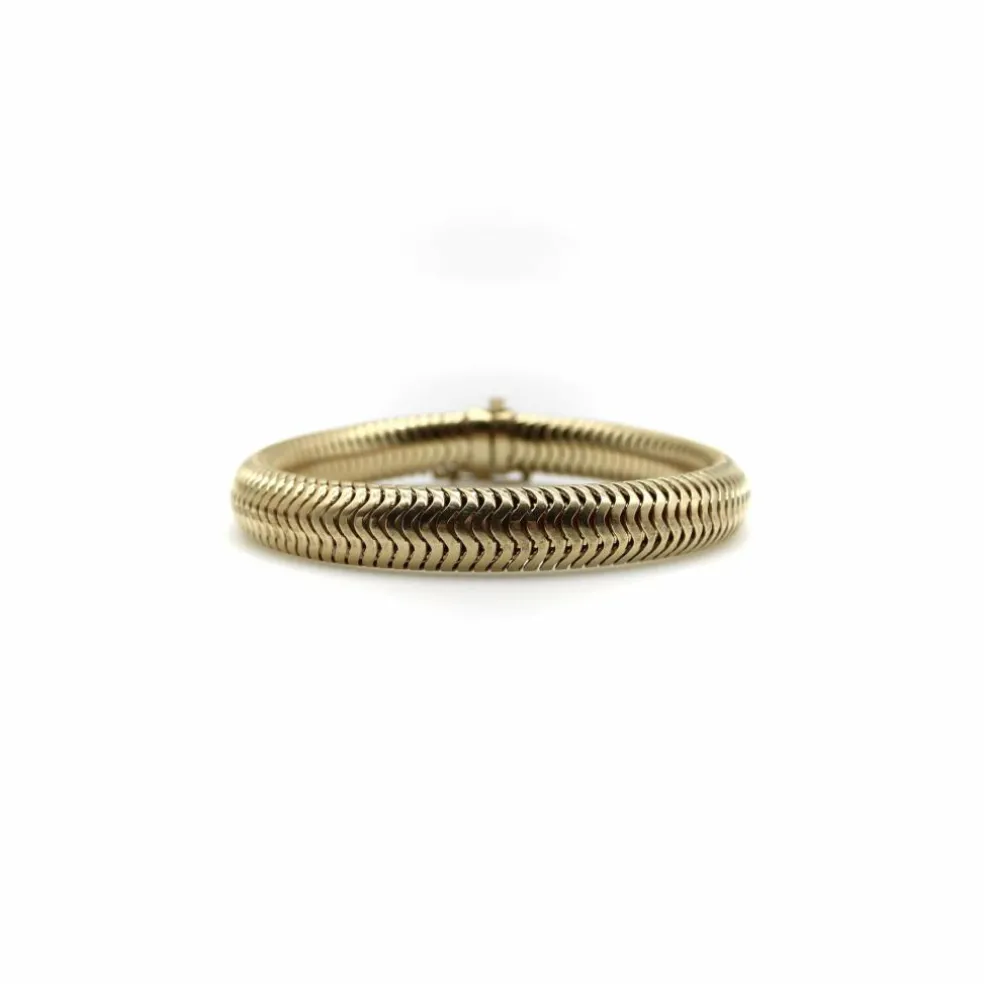 Bracelet à chaîne serpent épaisse en or 14 carats, style milieu de siècle